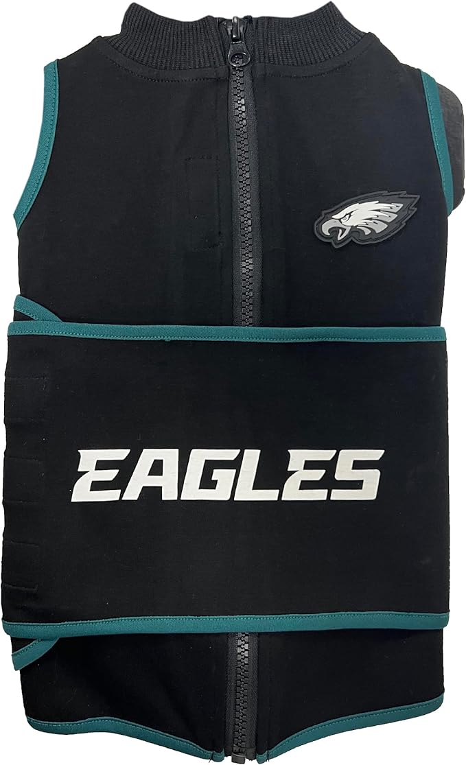 NFL Philadelphia Eagles Dog Anxiety Shirt Calming Soothing Solution Vest for Dogs/Cats with Anxiety, Fears, Fireworks, Loud Noises, Dark, Lonely Keeps Dogs Calm Feeling Safe, Relaxing Jacket, Large