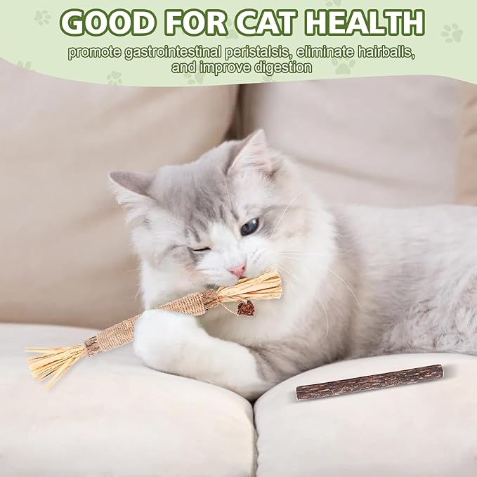 6 Pack Silvervine Sticks Cat Toy, Natural Chew Stick for Dental Care Teeth Cleaning,Matatabi Cat nip Treat Toys for Indoor Cats& Kittens
