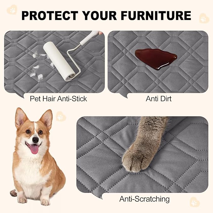 Smiry Waterproof Dog Blanket, 30x70 Inch Soft Pet Bed Cover Reversible, Washable Sofa Couch Furniture Protector for Small Medium Large Dog Puppy Cat, Geometric, Grey/Dark Grey