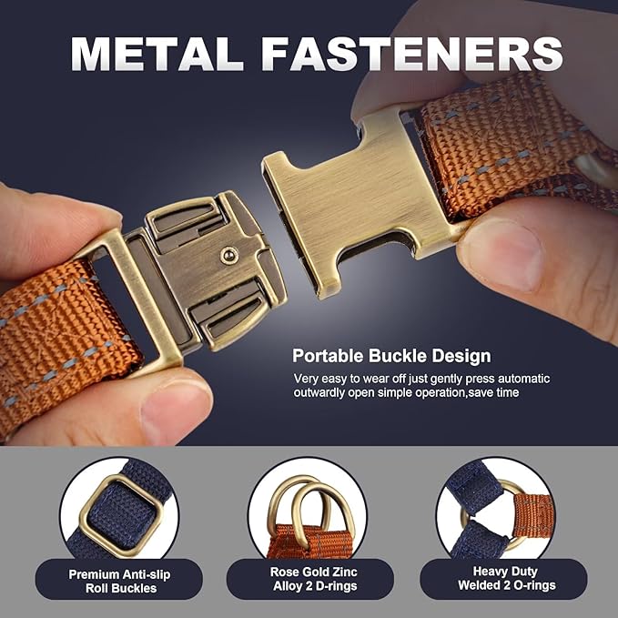 Didog Step in Dog Harness with Metal Buckles, Freedom Nylon Dog Halter Vests for Small Dogs Easy Walking Training(S:Chest 13-22", Dark Blue)