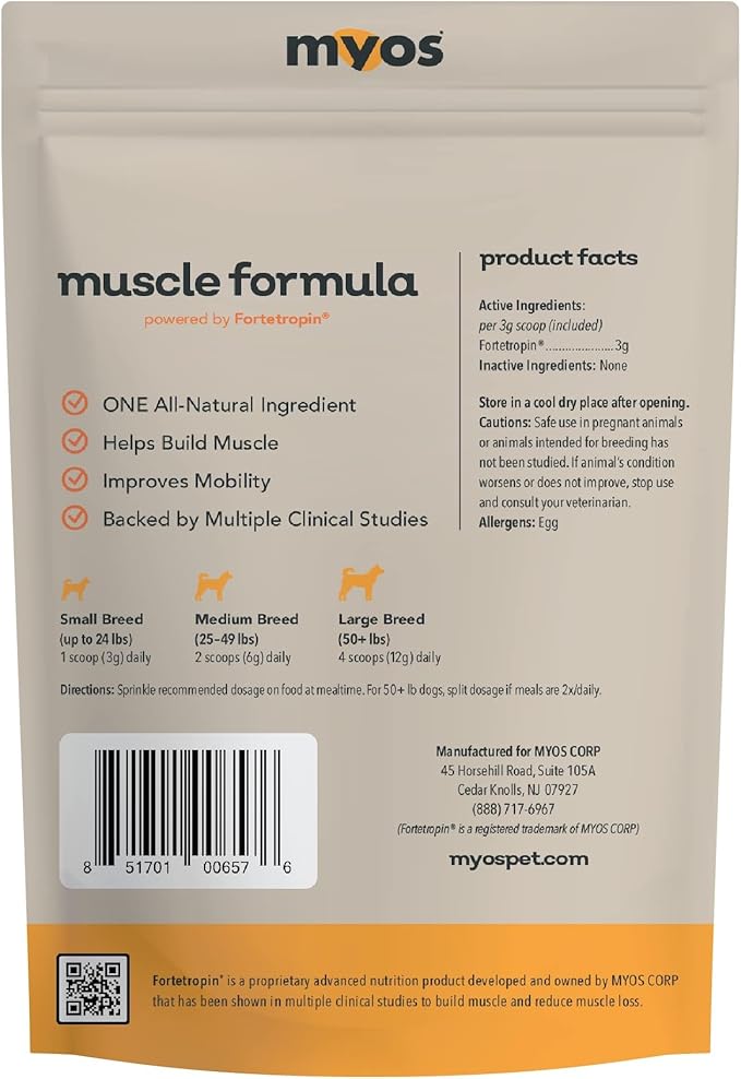 MYOS Canine Muscle Formula - All-Natural Muscle Building Supplement - Helps Reduce Muscle Loss in Aging Dogs and Improve Recovery from Injury or Surgery
