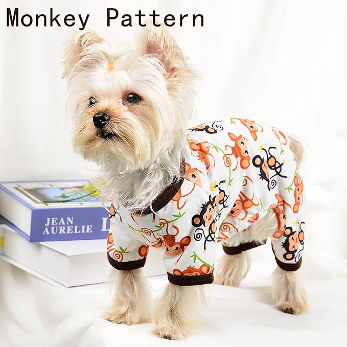 Dog Clothes for Small Dogs Boy Girl, Dog Pajamas Tiny Chihuahua Yorkie Spring Summer Shirt, Cute Puppy Outfit Pjs Jumpsuit Cat Onesie Apparel Pet Clothes