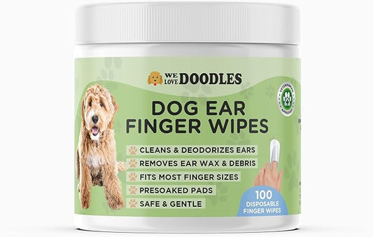 We Love Doodles Dog Ear Wipes - Pre Soaked Finger Ear Wipes for Dogs, Safe & Gentle Ear Cleaner for Dogs, Cleans & Deodorizes, Pet Wipes for Dogs, Dog Cleaning Wipes for Easy Grooming, 100 pcs