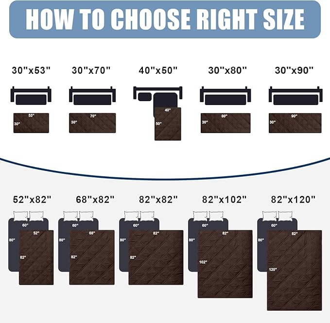 Smiry Waterproof Dog Bed Cover Pet Blanket, Soft Washable Dog Blanket for Furniture Bed Couch Sofa Reversible, Checkered (30"x80", Chocolate/Dark Grey)