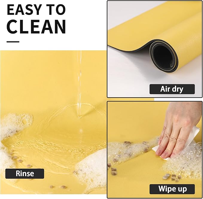 Pet Feeding Mat - Absorbent Dog Mat for Food and Water, No Stains Cat Bowl Mat, Easy to Clean Pet Placemats, Quick Dry Dog Water Dispenser Mat for Messy Drinkers | Paw Yellow 12"x 19"