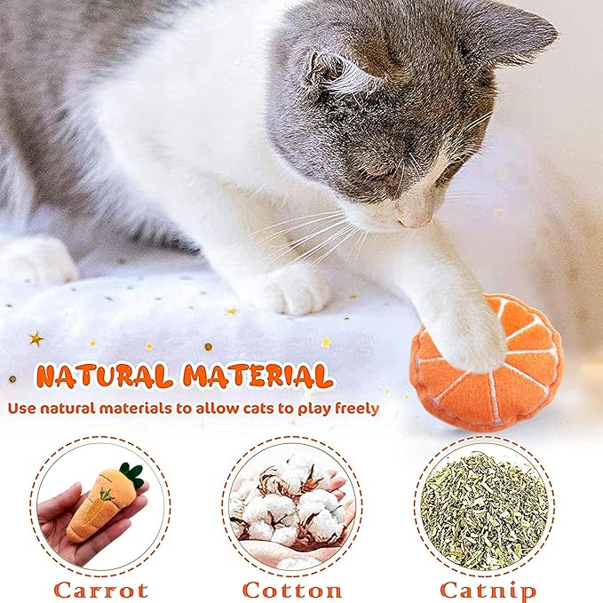 10 Pcs Catnip Toys for Indoor Cats Xmas Interactive Plush Stuffed Kitten Chew Bite Toys Kitty Cat