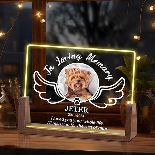 Customized Dog Memorial Gifts, Pet Memorial Acrylic Plaque, Dog Memorial Gifts for Loss of Dog, Custom Christmas Unique Gifts for Women Men, Memorial Picture Frame for Cats, Dog Bereavement Gifts