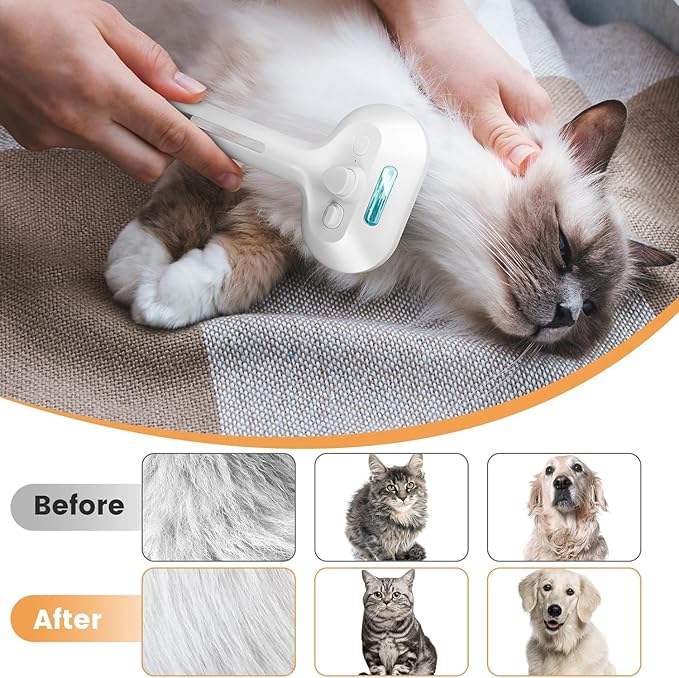 Cat Steam Brush 3 in 1 Pet Hair Grooming Brush with Steam and Release Button for Indoor Cats Pets Dogs Hair Removal Shedding