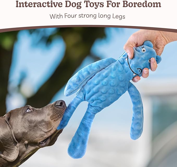 SHARLOVY No Stuffing Dog Toys Squeaky for Large Dogs, Crinkle Puppy Teething Toys to Keep Them Busy, Plush Interactive Doggie Long Lasting Chews for Aggressive Chewers