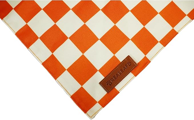 Realeaf Thanksgiving Fall Dog Bandanas 2 Pack, Orange Plaid Pumpkin Pet Scarf for Boy and Girl, Premium Durable Fabric, Holiday Halloween Bandana for Large and Extra Large Dogs(Fall, X-Large)