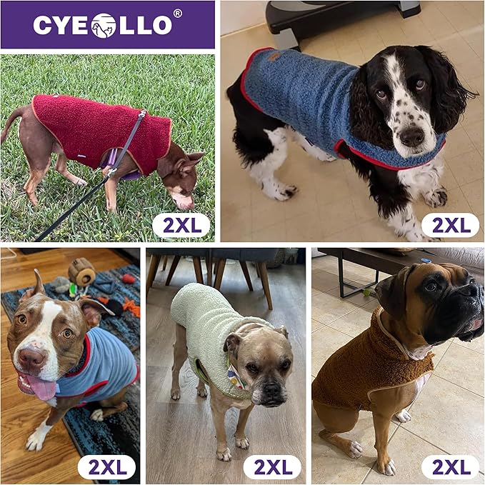 cyeollo Warm Dog Coat Sherpa Dog Winter Coat, Reversible Fleece Dogs Jackets Sweater Vest for Medium Large Dogs Male with Leash Hole, Soft Cold Weather Pet Clothes, Khaki XXL