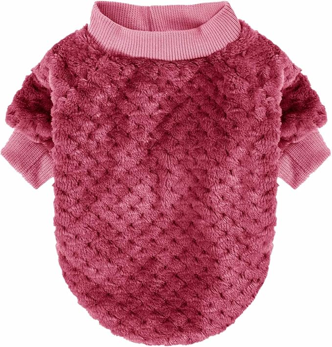 Dog Sweater, 2 or 3 Pack Dog Sweaters for Small Medium Dogs or Cat, Warm Soft Flannel Pet Clothes for Dogs Girl or Boy, Dog Shirt Coat Jacket (XX-Small, Burgundy+Rosy)