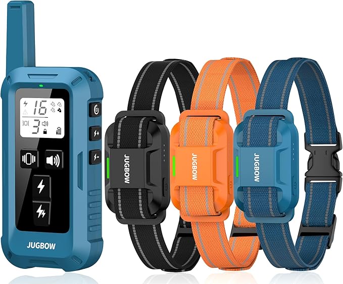 Jugbow Dog Training Collar for 3 Dogs- 4200FT Training Collars with Remote for 5-120 lb Large Medium Small Dogs, Rechargeable Waterproof IPX8 E Collars for Dogs