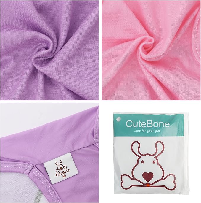 CuteBone Dog Shirts 2-Pack Soft Pet Clothes Breathable Summer Vest for Small Puppy and Stretchy Cat Apparel 2BX21XS-D