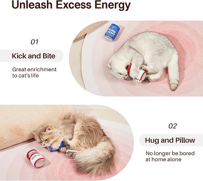 Potaroma Beer-Simulation Cat Toys 2Pcs Catnip Crinkly Sound Toy, Durable Kitten Bite Kicker Toys, Indoor Feline Exercise 4.0 Inches for All Breeds