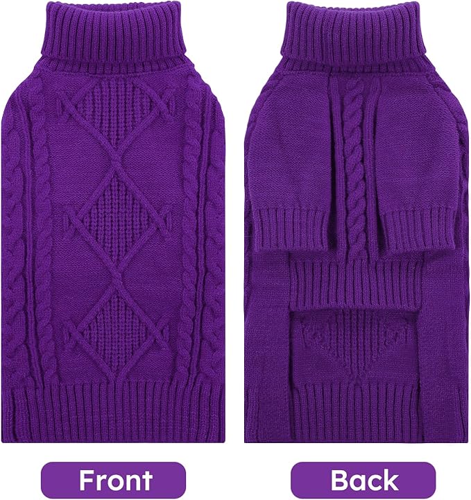 ASENKU Knitted Dog Sweater, Pullover Big Thermal Dog Winter Sweater, Turtleneck Doggy Sweaters for Large Medium Dogs Boy Girl,Warm Pet Sweatshirt for Boston Terrier,French Bulldog,L