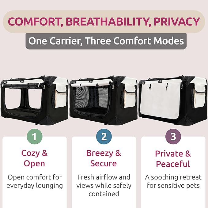 Large Cat Carrier & Dog Carrier for 2 Cats or Medium Dog. Soft Sided Pet Carrier for Travel. Collapsible, Portable with Soft Bed, Top & Side Loading, Locking Zippers, Puppy Crate & Kennel
