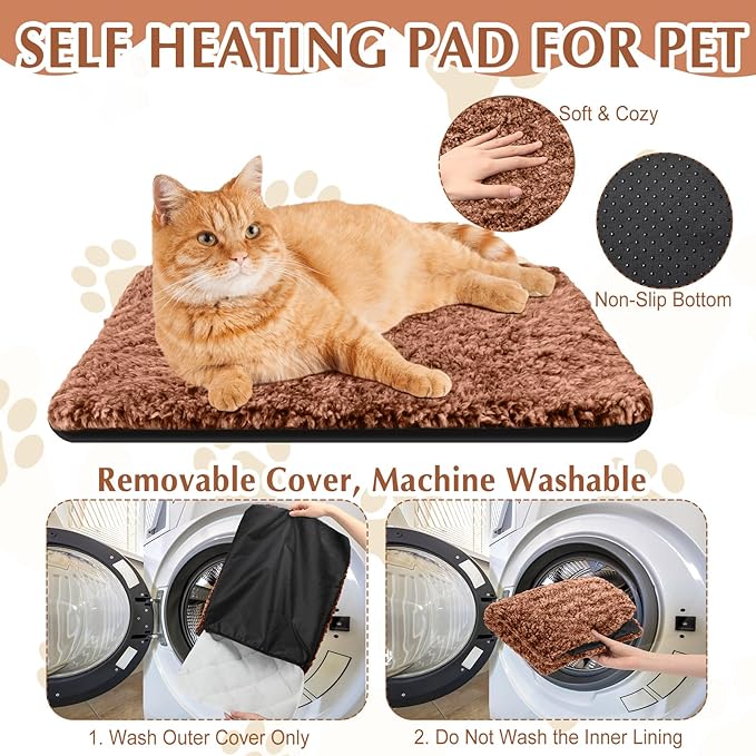 4 Pack Self Warming Cat Bed Indoor Self Heating Dog Cat Pad Washable 16 x 20 Inch Thermal Pet Kennel Pad Crate Bed Mat Reflect Body Heat for Outdoor