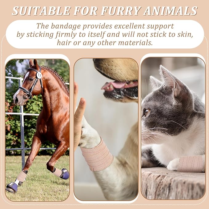 Tondiamo 8 Rolls Elastic Adhesive Bandage Tape Medical Bandage Wrap Athletic Sports Tape Flexible Stretch Skin Bandages Strips for Ankle, Knee, Wrist Sprains Animal Pets(1 Inch X 5 Yard)