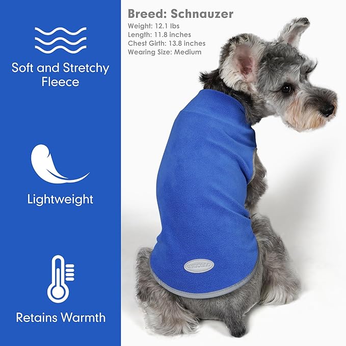 cyeollo 2 Pack Fleece Dog Sweater Pullover Dog Sweatshirt Reflective Lightweight Sweaters Warm Clothes for Medium Dogs Boy Girl Pet Apparel Blue, Mist Blue, XXL