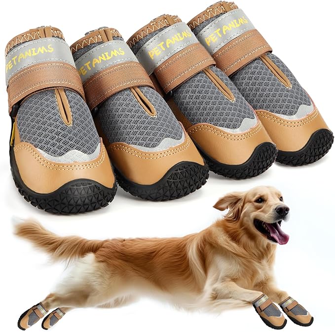 Dog Shoes for Large Dogs, Medium Dog Boots & Paw Protectors for Winter Snow, Breathable Dog Booties for Hot Pavement, Hardwood Floors Gray Size 6