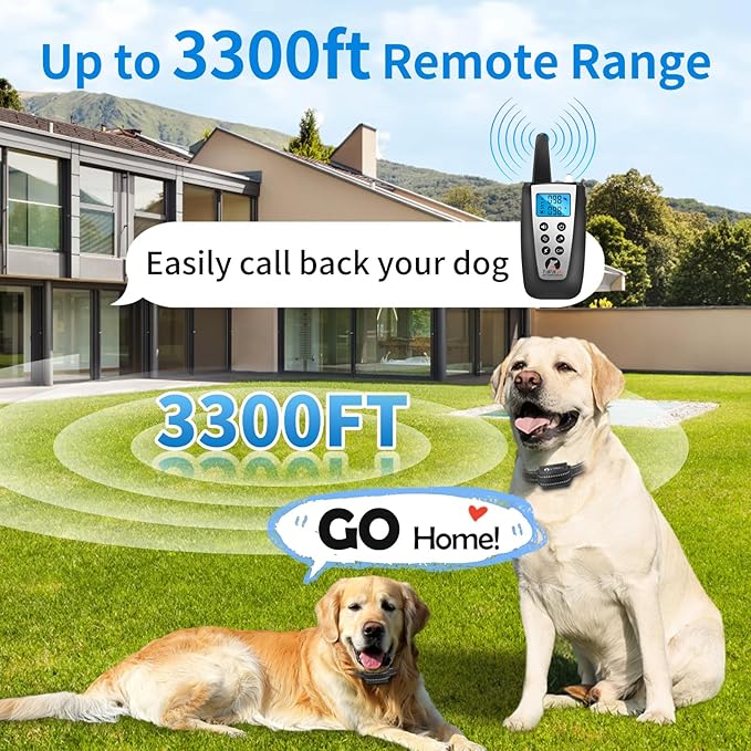 PaiPaitek 2 in 1 Dog Bark Collar and Training Collar - Smart Bark and Shock Collar Combo, Automatic Bark Collar for Large Dog with Remote 3300ft Range & Waterproof