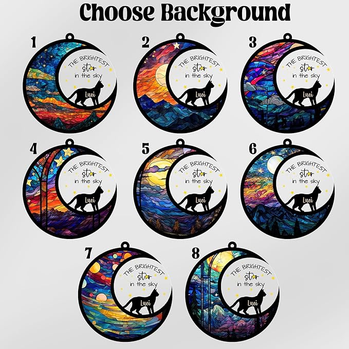 Cat Memorial Suncatcher Personalized Name Pet Ornament Window Car Hanging Sympathy Gift for Loss of Pet Bereavement Keepsake Remembrance Gifts for Cat Lovers Outdoor Decor