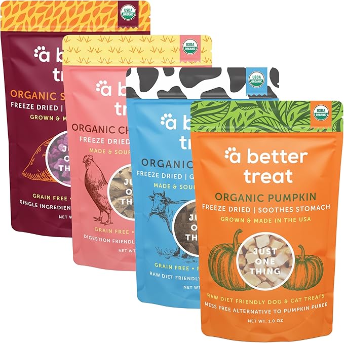 A Better Treat – Organic, Single Ingredient, Freeze Dried Pumpkin, Grass Fed & Finished Beef Liver, Chicken, Sweet Potato Dog Treats & Cat Treats | Natural, Healthy, Diabetic Friendly | Made in USA
