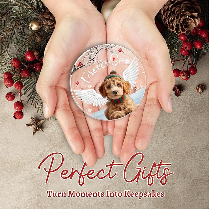 Pavo Picture Frame Dog Memorial Christmas Ornaments 2025, Personalized Pet Photo Ornaments, Acrylic Keepsake 4–6 Inches, Loss of Dog Sympathy Gift, Cat Memorial Gifts for Loss of Cat