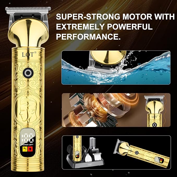 Beard Trimmer for Men, Portable 6 in 1 Hair Clippers,Waterproof Cordless Hair Clipper,Mens Grooming Kit for Mustache Facial Hair, Rechargeable Beard Trimmer Kit, Gifts for Men(Gold)