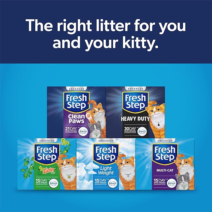 Fresh Step Clean Paws Cat Litter with Febreze Freshness, Advanced Multi Cat Low Tracking Clumping Litter, 37 lbs. (2 x 18.5 lb. Box)