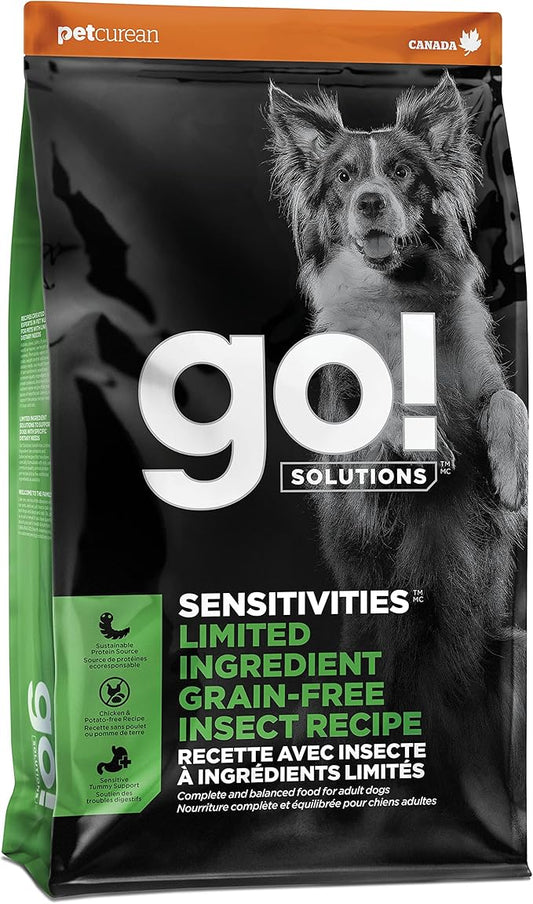 Go! Solutions Sensitivities Limited Ingredients, Grain-Free Dry Dog Food, Insect Recipe for Sensitive Stomach, 3.5 lb Bag