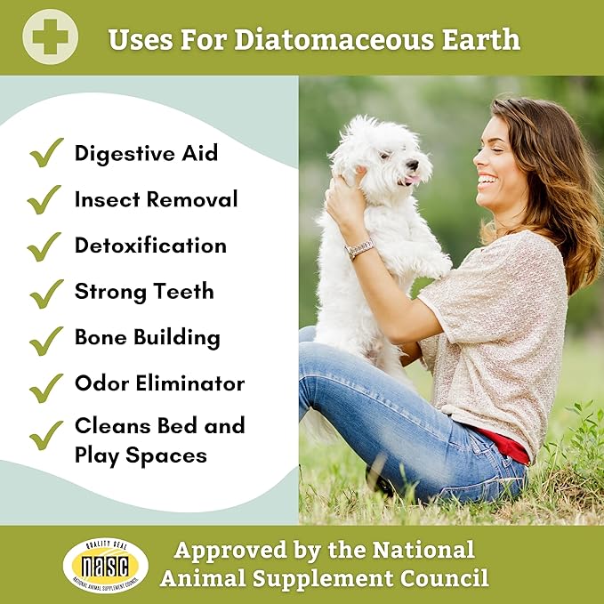 Wholistic Pet Organics Diatomaceous Earth - Food Grade for Dogs & Cats - 26 Oz - Multi Use Powder - Pet Safe Non-Chemical Freshwater Sourced Silica Supports Overall Health - Freshly Made in USA