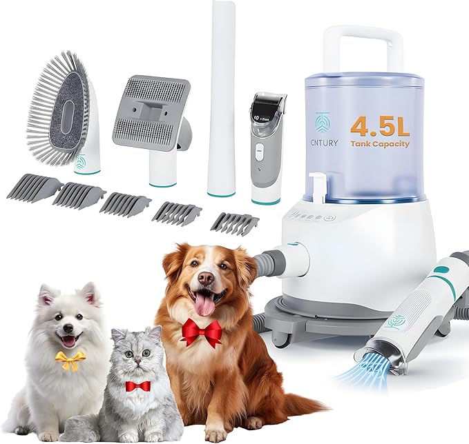 Dog Grooming Vacuum for Shedding, 5-in-1 Pet Grooming Kit with Dog Clippers for Grooming, 14,000Pa Powerful Suction, 4.5L Dust Cup, Quiet Pet Hair Vacuum Cleaner for Cats & Dogs Grooming