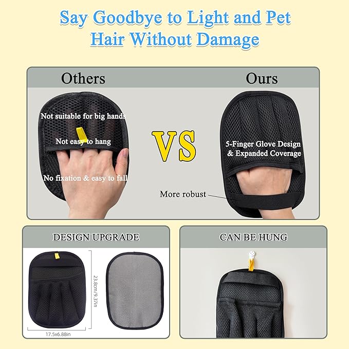 Pet Hair Removal Glove for Cats and Dogs, 2025 Upgrade Electrostatic Pet Hair Removal Gloves for Dogs and Cats, Reusable Pet Hair Remover Glove