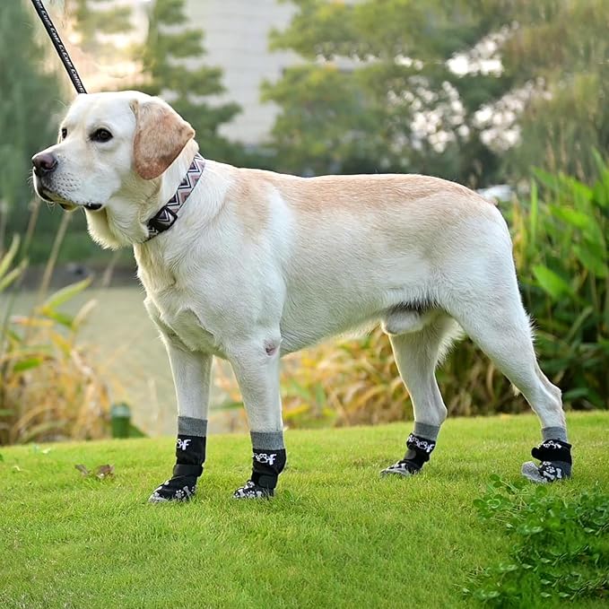 KOOLTAIL Dog Socks for Hot/Cold Pavement to Prevent Licking Paws,Dog Boots&Paw Protector for Hardwood Floors Anti Slip,Traction Control No Twist Grip Booties for Small Medium Large Senior Dogs XL