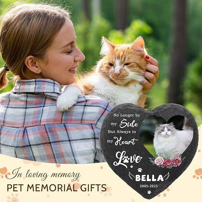 Dog Memorial Gifts for Loss of Dog Cat,Personalized Pet Memorial Stone with Photo Name,Custom Pet Remembrance Gifts,Cat Memorial Sympathy Gift,Dog Passing Away Gifts,Memorial Plaques for Dogs