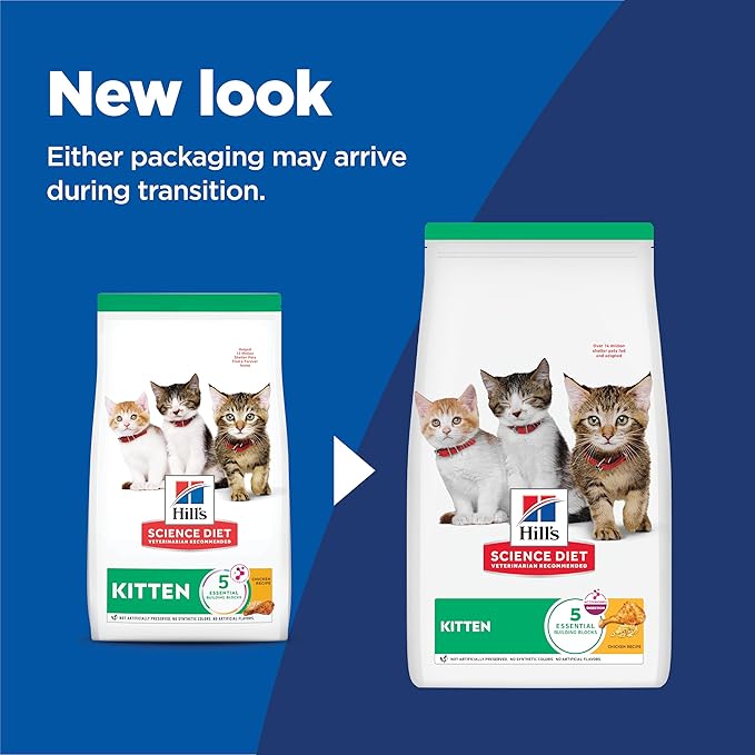 Hill's Science Diet Kitten, Kitten Premium Nutrition, Dry Cat Food, Chicken Recipe, 15.5 lb Bag