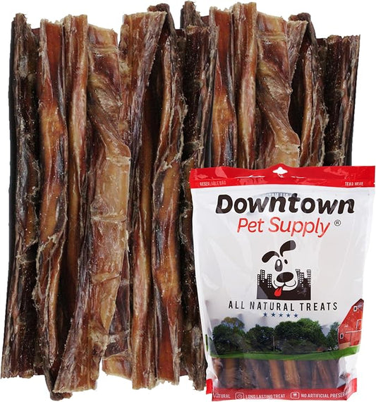 Downtown Pet Supply USA-Made Bully Sticks for Dogs (12", 30-Pack Regular) - Rawhide Free, Long Lasting, Non-Splintering Pizzle Sticks - USA Sourced, Low Odor, All Natural Beef