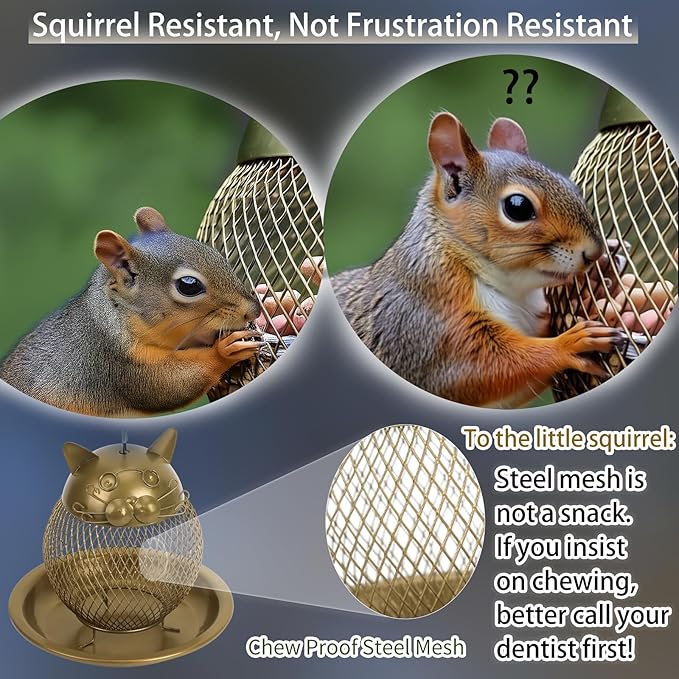 Cat Shaped Bird Feeder for Garden & Patio - Heavy Duty Steel Construction, Squirrel Resistant & Easy to Clean, Weatherproof Outdoor Decor for Bird Watchers (Gift Ready)