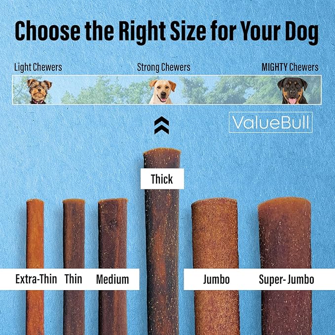 ValueBull Collagen Sticks for Dogs, 6 Inch Thick Chews, Natural Long-Lasting Dog Treats, 400 Count Wholesale Pack - Supports Joints, Skin & Coat with Chondroitin & Glucosamine