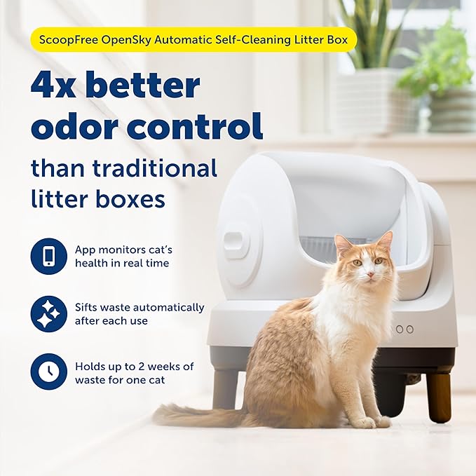 PetSafe ScoopFree OpenSky Automatic Self-Cleaning Cat Litter Box - Hands-Free Cleaning - Odor Control Litter System - App Controlled with Health Monitoring - Multi-Cat Compatible