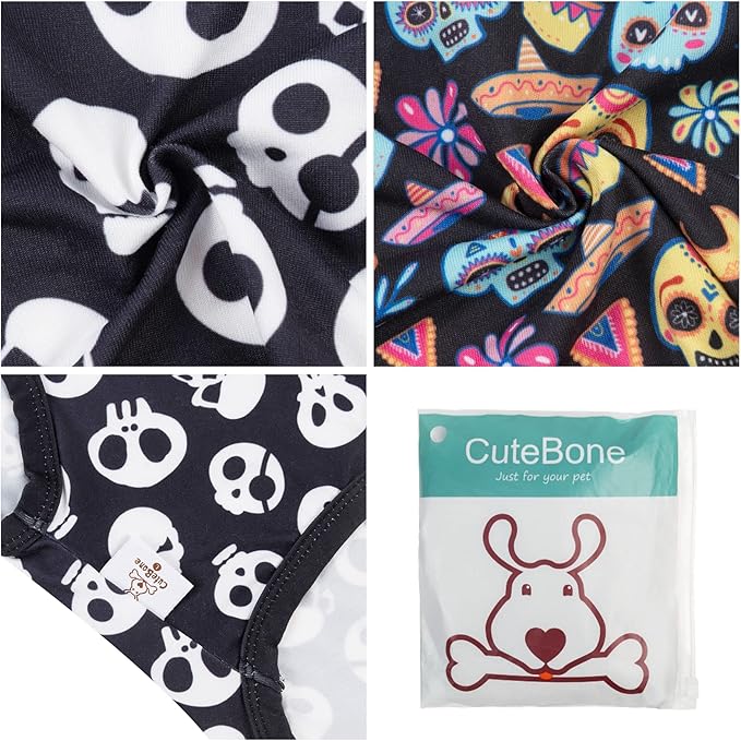 CuteBone Halloween Dog Shirts 2-Pack Soft Pet Clothes Breathable Summer Vest for Small Puppy and Stretchy Cat Apparel 2BX07XS