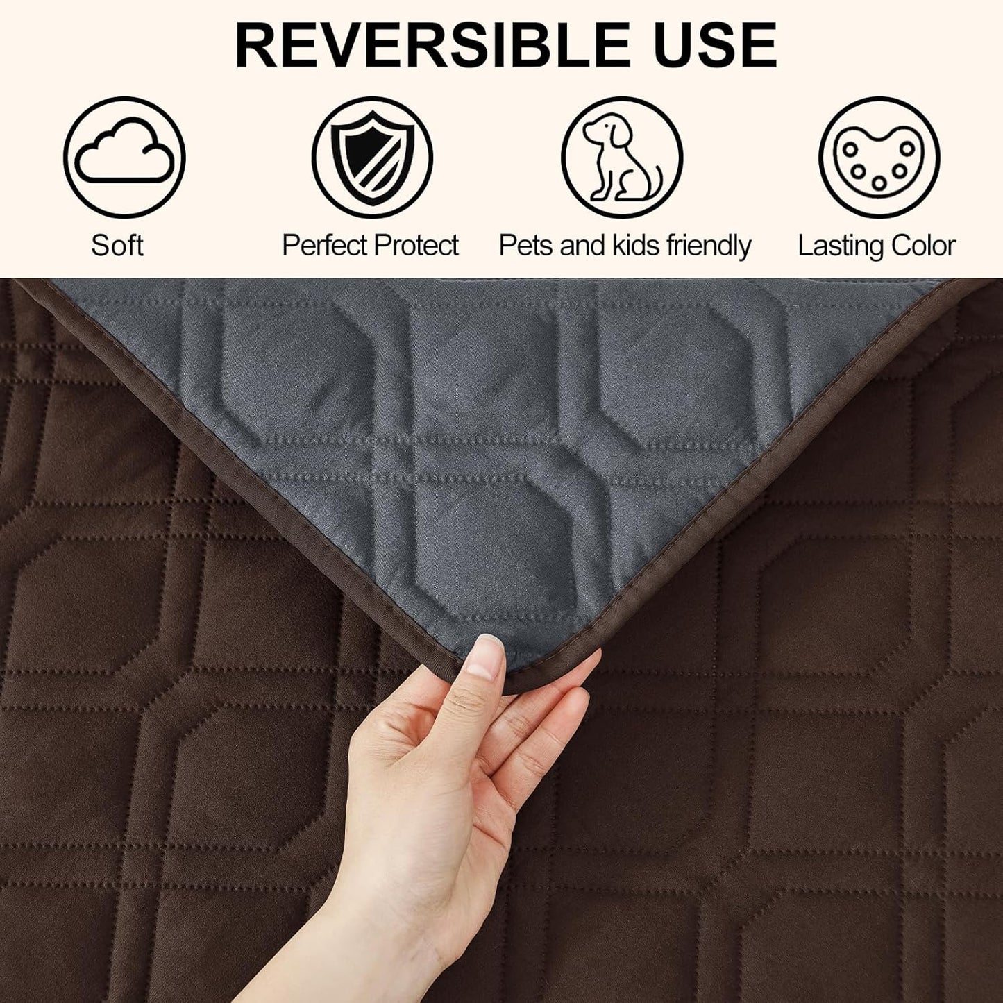 Smiry Waterproof Dog Blanket, 30x53 Inch Soft Pet Bed Cover Reversible, Washable Sofa Couch Furniture Protector for Small Medium Large Dog Puppy Cat, Geometric, Chocolate/Dark Grey