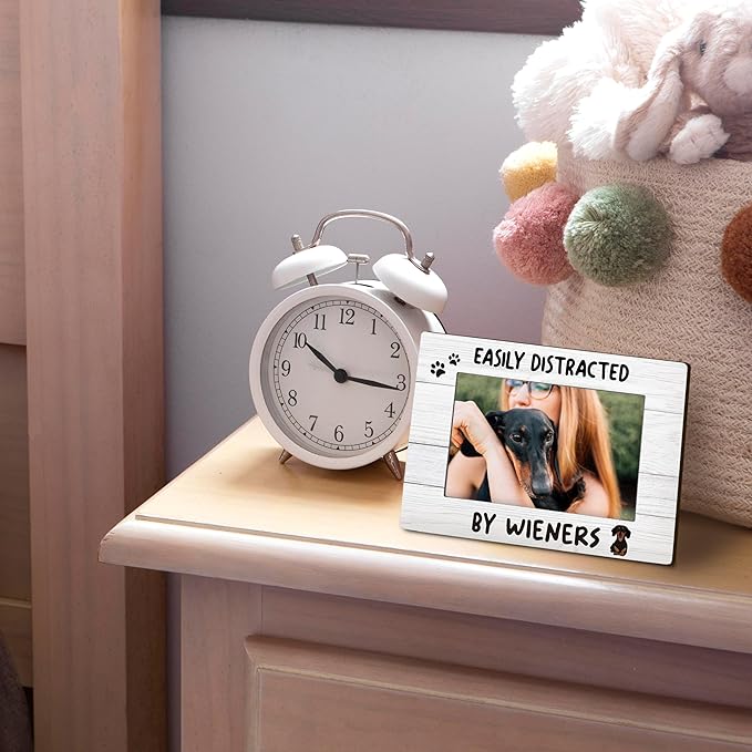 Dachshund Wiener Dog 4x6 Picture Frame, Wiener Dog Gifts, Dachshund Gifts for Women Men Dachshund Lovers Photo Frame, Easily Distracted by Wieners Picture Photo Frames for Desk Decor