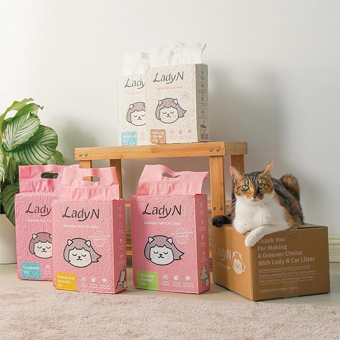 Lady N Granular Tofu Cat Litter Mini-Pellet Compatible with Automatic Self-Cleaning Cat Litter Box, Premium Clumping Ultra Absorbent, Low Tracking, Odor Control 9lb Yosemite Scent
