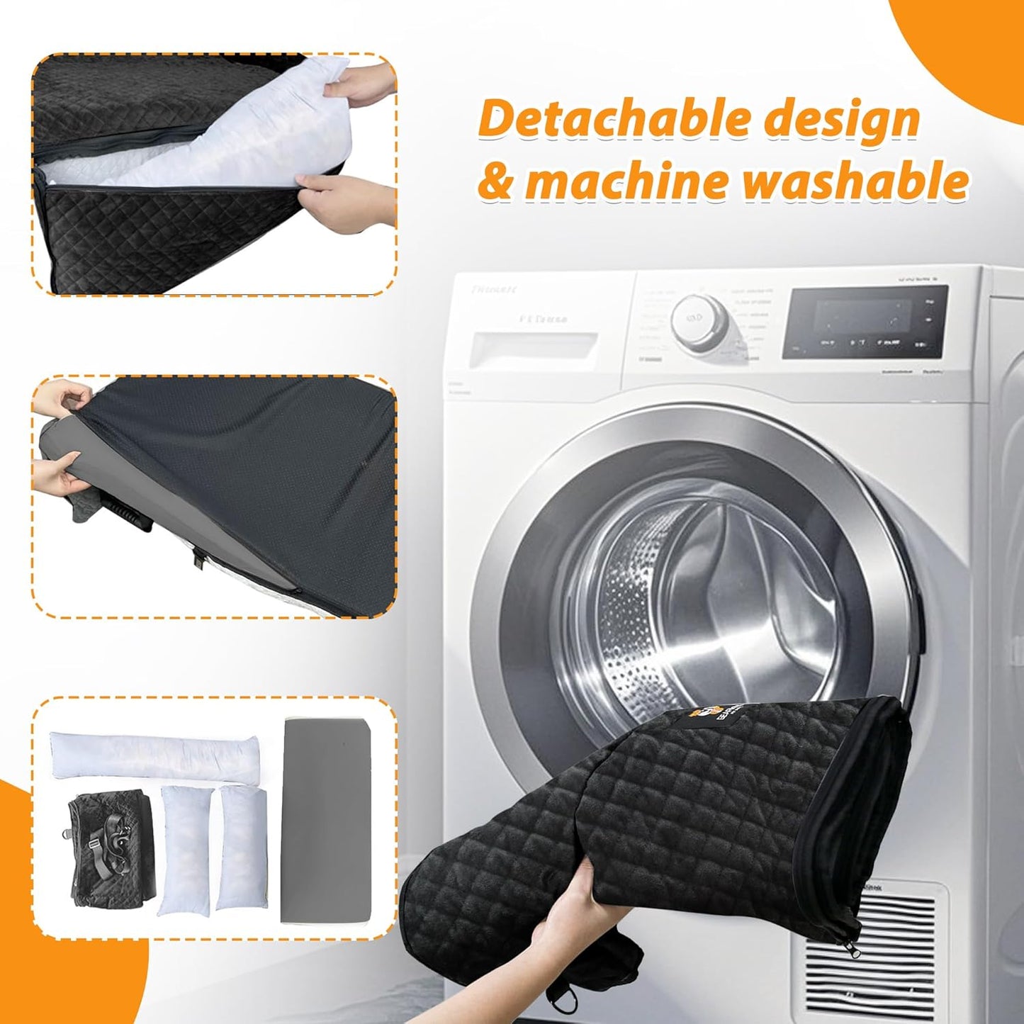 Dog Car Seat for Medium/Large Dogs Under 100 Lbs,Multi-Functional Dog Car Bed Washable Pet Travel Safety with Thick Cushion, Soft & Removable,for All Cars Back Seat (Black)