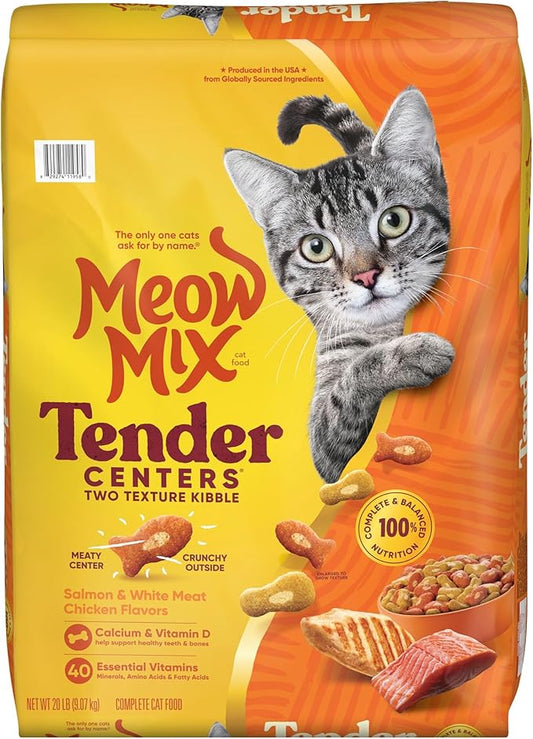 Meow Mix Tender Centers Salmon & Chicken Flavors, Dry Cat Food, 20 Pound Bag