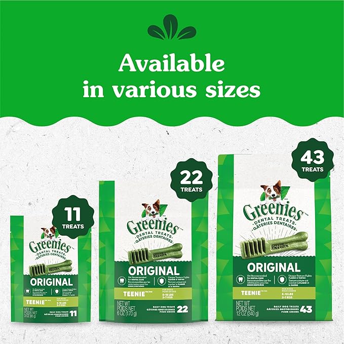 Greenies Original Teenie Dental Dog Treats, 12 oz. Pack (43 Treats)