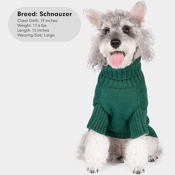 cyeollo Dog Sweater Pullover Turtleneck for Dogs, Classic Knitwear Fall Winter Cold Weather Dog Clothes Warm Pet Apparel Small Medium Large Dog Sweaters, Green S